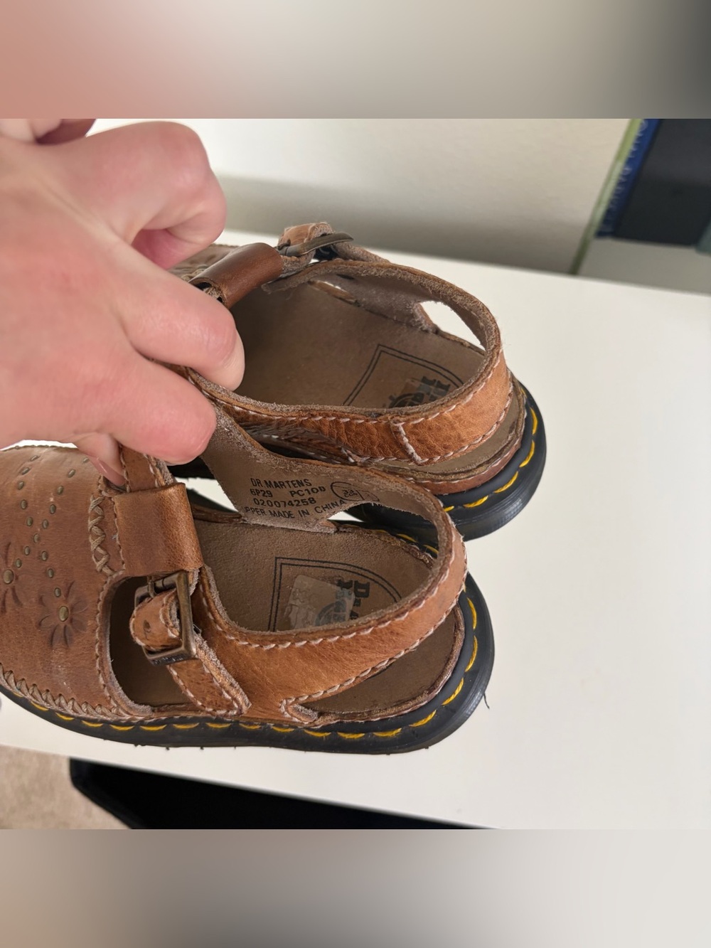 Dr. Martens Vintage 2000’s Flower Studded Leather Buckle Sandals - Picture 3 of 5